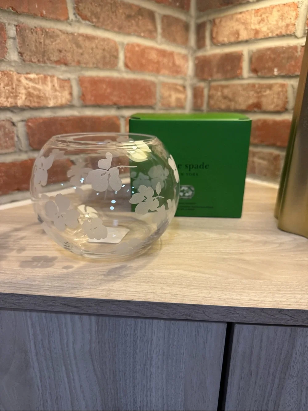 Kate Spade New York Spring Pansies Petite Rose Bowl Glass Flower Vase